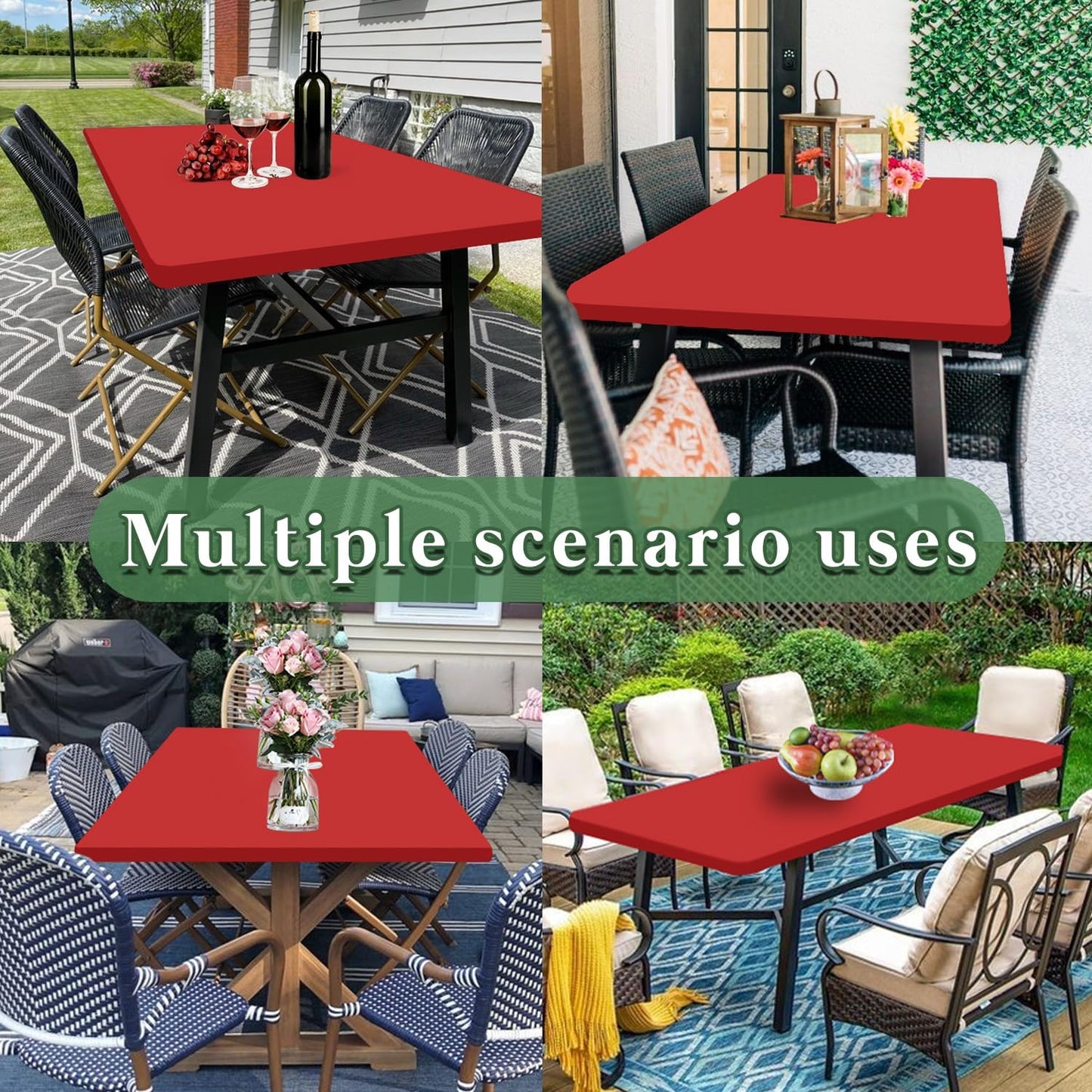 2 Pack 6 (Red,30" 72") Picnic Fitted Table Cover for Foot Tablecloth for Rectangle Tables Waterproof Stretch Washable