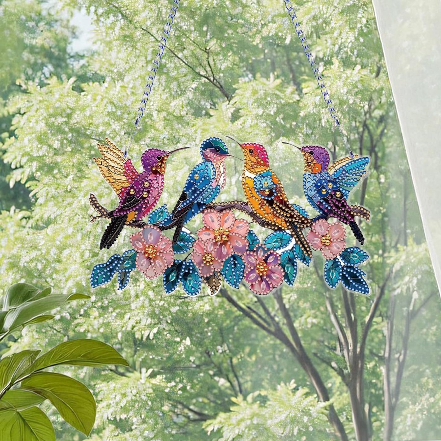C'eitura 2D Flat DIY Hummingbird Diamond Art - Sparkling Diamond Art Painting Wall Decor, Nature Inspired Home Hanging Art for Living Room & Bedroom