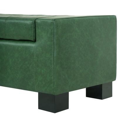 Christopher Knight Home Vance Tufted Storage Ottoman Bench, PU Upholstered Ottoman with Storage, Modern Bedroom End of Bed Bench with Storage, Comfy Living Room Sofa Extra Seat, Green+Black