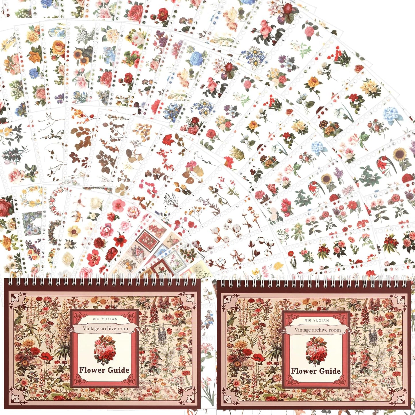Zakrafo 100 Sheets Botanical Stickers, Vintage Nature Washi Stickers for Scrapbooking, Journal, Planner, Crafting