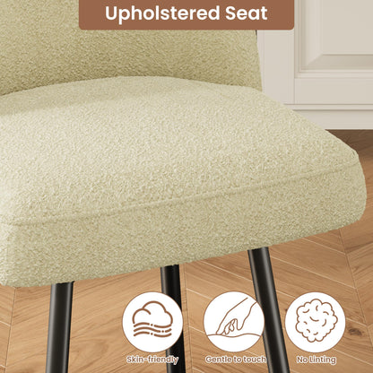 IDEALHOUSE Counter Height Bar Stools Set of 4, 26" Modern Upholstered Barstools with Backs and Metal Legs, Faux Sherpa High Chairs with Arc Metal Footrest for Kitchen Island, Beige