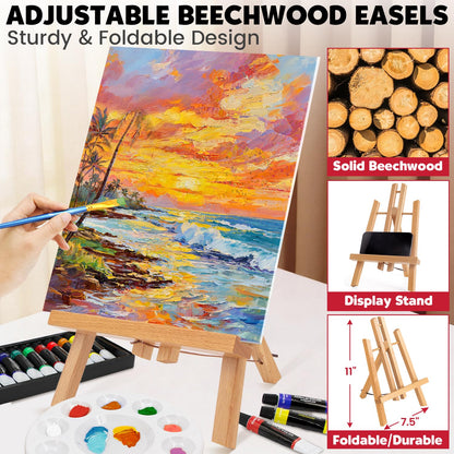 Set of 2 Acrylic Painting Kits for Adults and Couples, Sip and Paint Kit for Date Night, Acrylic Painting Kit with Canvas Boards and Easels, Professional Art Set for Couples, Families, Beginners