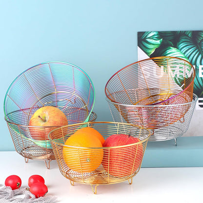 Meisha Round Fruit Bowl, Creative Mesh Dish Basket, Large Metal Wire Storage for Fruit, Vegetables, Snacks