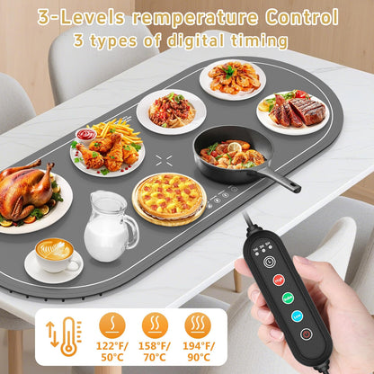 Warming Mat for Food Extra Large,36x16 Food Warming Mats for Countertop,Heating Mat for Food,Silicone Food Warmer Mat,Food Warmers for Parties Buffet,Warming Trays for buffets Party