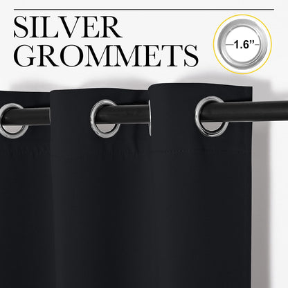 NICETOWN Adjustable Curtain Rods 2-Pack | 48-86 Inch | Black Grommet Blackout Curtains