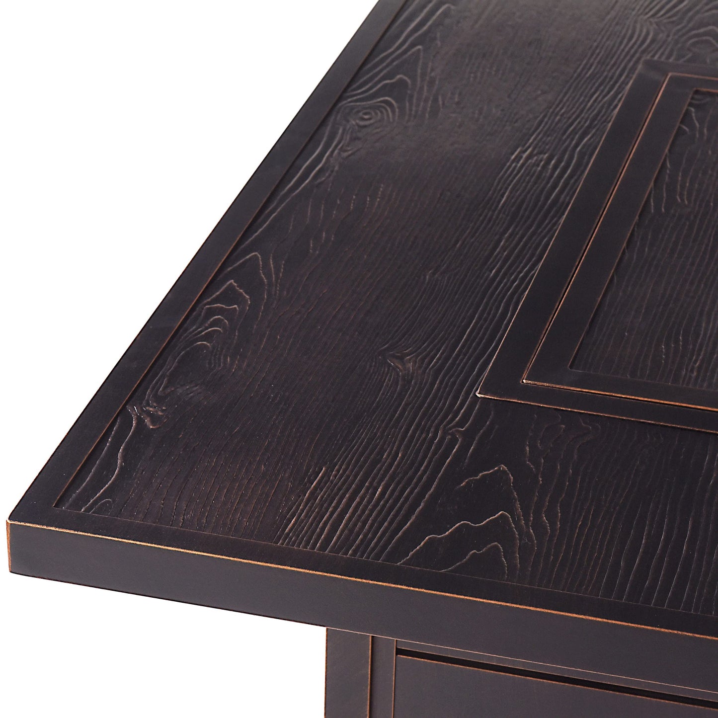 Oakland Living Square 42 in. x 42 in. Aluminum Propane Fire Pit Table with Glass Beads, Two Covers, Lid, 57,000 BTUs in Copper Finish, Black