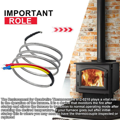 812-0210 Thermocouple Replacement for Quadrafire pellet stove parts, Fits for Quadrafire 800, 1000, 1100i Insert, 1200 Freestanding & 1200i Insert parts, for Quadrafire pellet stove replacement parts