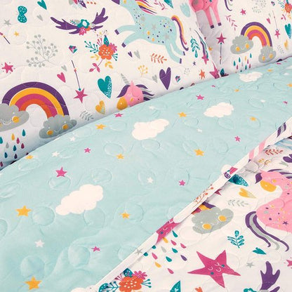 Lush Decor Unicorn Heart 4 Piece Quilt Bedding Set, White/Multi, Twin