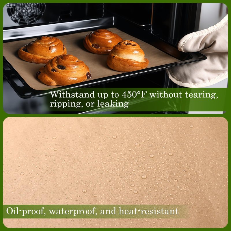 WMKGG 100 PCS Parchment Paper Sheets, 9" x 6.2" Non-Stick Precut Baking Parchment, for Baking Grilling Air Fryer Steaming Bread Cakes Cookies and More(Unbleached)