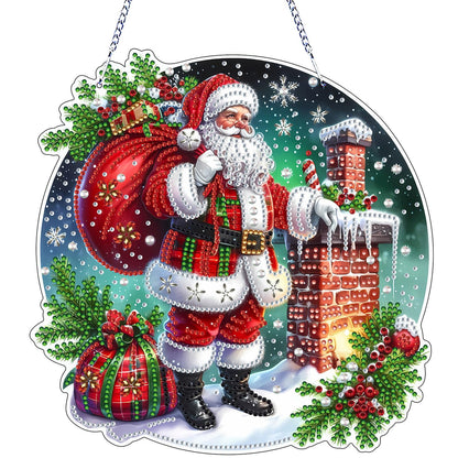 VODAPYC Christmas Diamond Art Hanging Kit for Adults, DIY Double Sided Special Shaped Diamonds Art Window Pendant Ornament for Home Decor(Santa Claus-2)