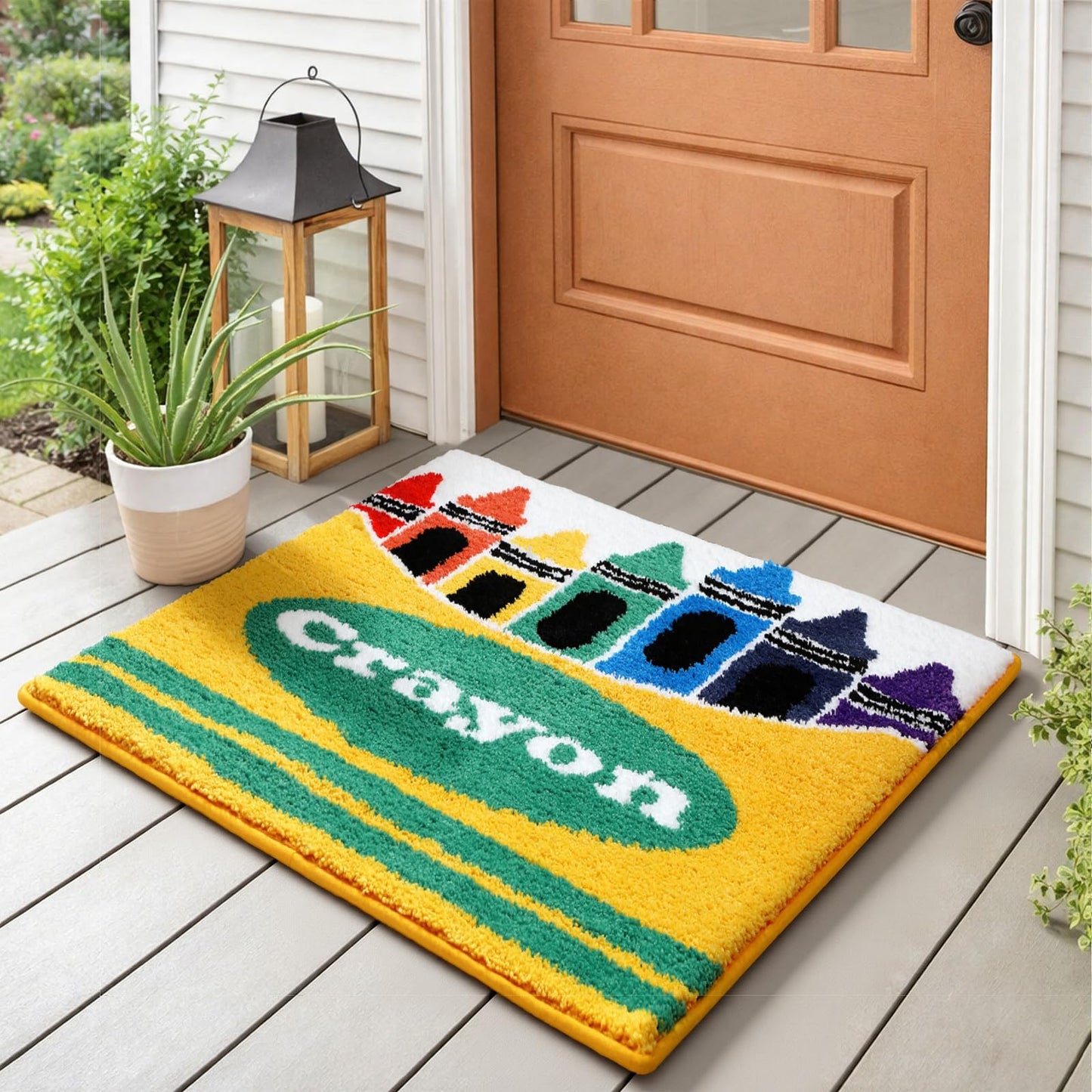 Tinideya Crayons Bathroom Rug Non Slip Rug for Classroom Graduation Appreciate Teacher Gift Back to School Home Supply