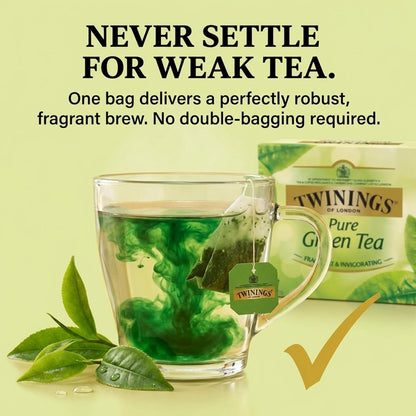 Twinings Green Tea Bags - All-Natural, Pure Flavor - 100 Count for Refreshing Brews