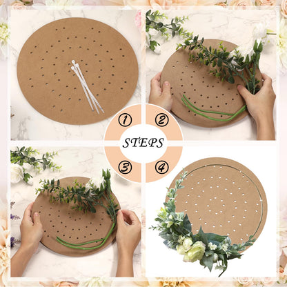 OGANAZI 9 PCS 10 Inch Wreath Boards with Holes, Wood Board Forms with 100 Nylon Ties, DIY Round Frame Decorative Flower Boards Wreath Making Supplies for Wedding, Christmas, Home Decor