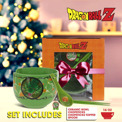 Culture Fly Dragon Ball Z Microwave Ramen Bowl Set with Chopsticks and Spoon, 20 oz Ceramic Instant Noodle Bowls with Chopsticks, Ramen Noodle Bowl, Rice Bowl Anime Gifts for Men