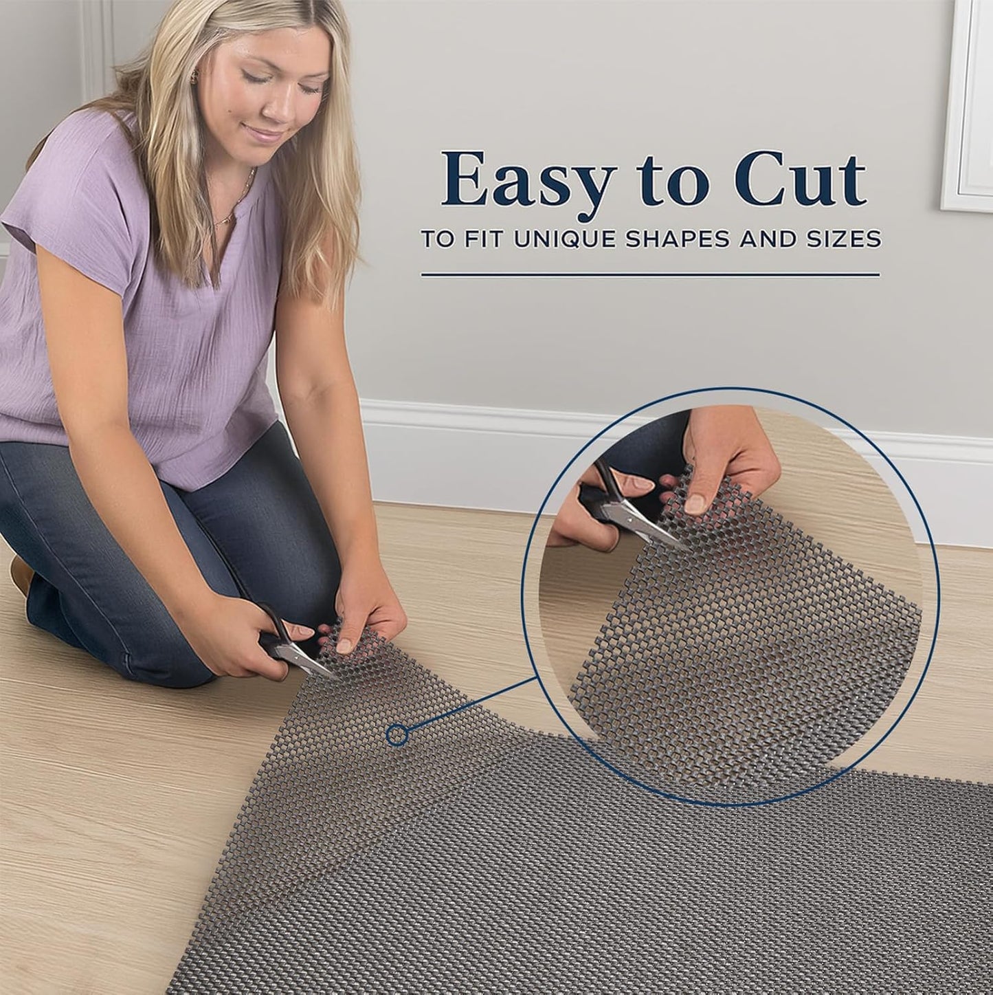 Veken Non-Slip Rug Pad Gripper - 4 Ft Thick Dark Grey Circle Mat for Hardwood & Tile Floors