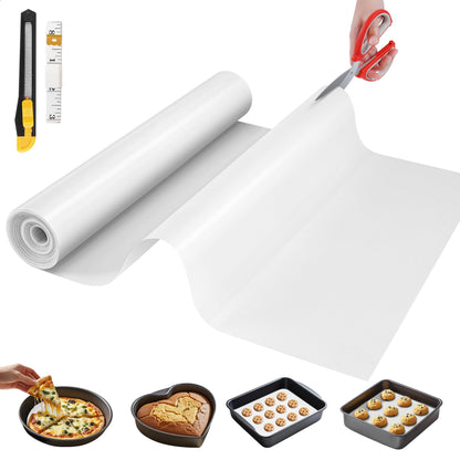 Silicone Baking Mat, 12 IN x 6 FT Free Cutting Baking Sheet,Non-Stick Reusable Dough & Pastry Mat,Non-Slip Silicone Mat Roll for Air Fryer Liner,Freeze Dryer,Oven Baking Pan,Kitchen Counter