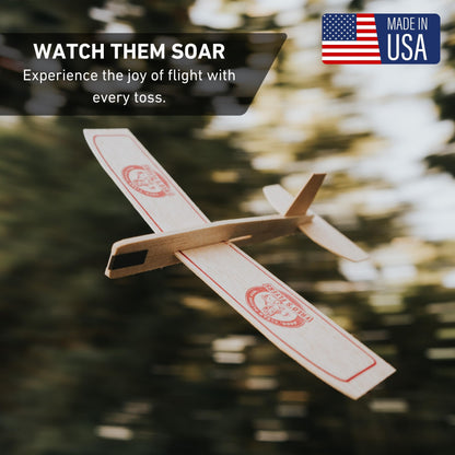 Fred's Flyers Balsa Wood Airplane Kits - 5-Pack - USA Made Wooden Glider Toy Planes for Kids