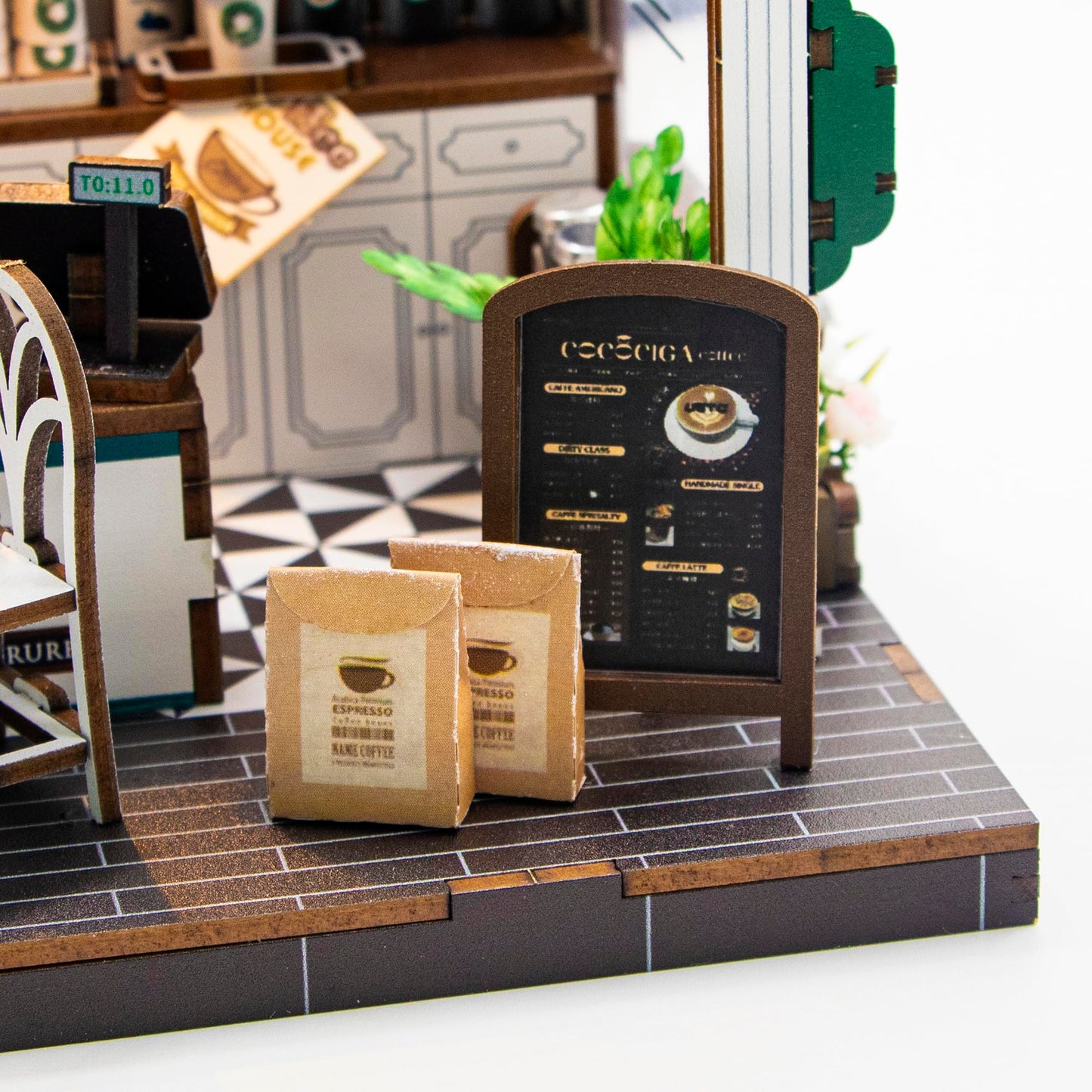 Cyraft Miniature Coffee Shop Kits DIY for Adults and Teens, Miniature House Book Nook with Lights, Craft Kit for Family and Friends