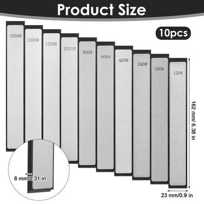 10 PCS Diamond Knife Sharpening Stones Set, Diamond Plates Kit, Knife Sharpener Fixed-Angle Kit 120/240/400/600/800/1000/1500/2000/2500/3000 Grit