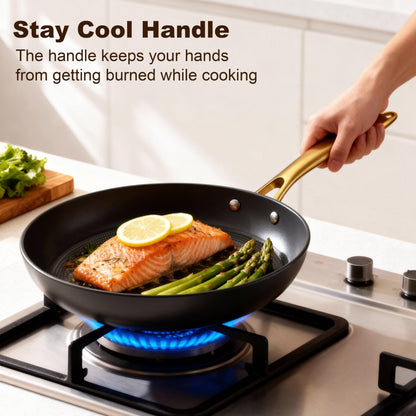 imarku 3 Pcs Non Stick Frying Pans Set, 8+10+12 Inch Nonstick Cast Iron Skillets with Stay Cool Metal Handle, Dishwasher & Oven Safe, Induction Compatible Cooking Pan