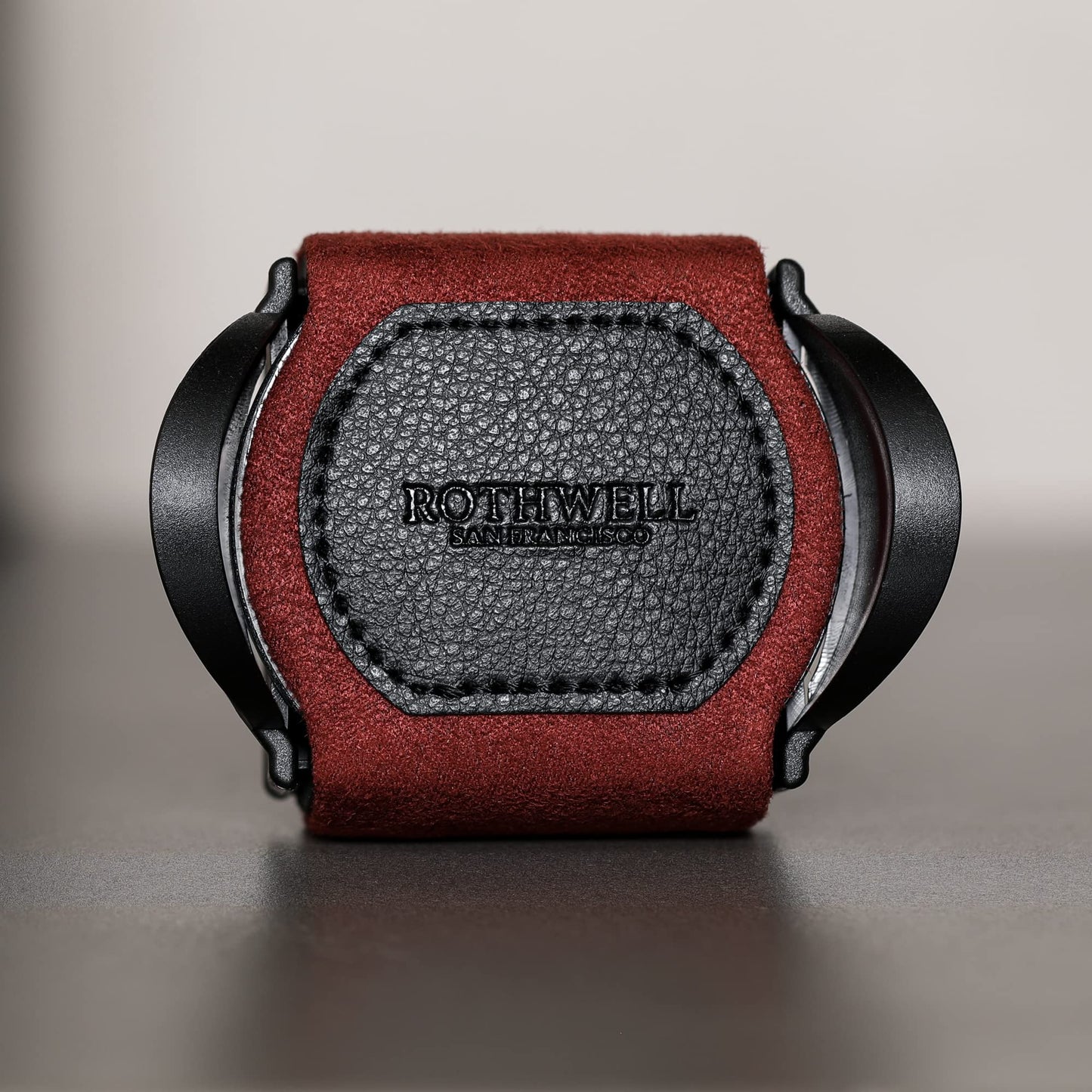 Gift Set 12 Slot Leather Watch Box with Valet Drawer & Matching Double Watch Winder - Luxury Case Display Organizer, Locking Mens Jewelry Watches Holder, Men's Storage Boxes Glass Top Black/Red
