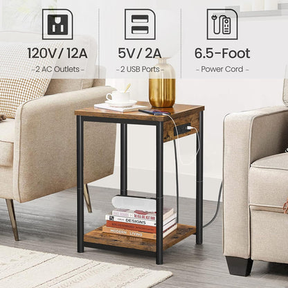21.8H V1TB01BB025 (1 TUTOTAK Nightstand with Charging Station, End Table, Side Table with USB, Night Stand with Storage