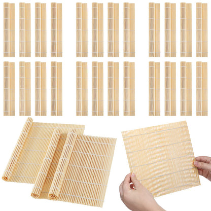 Hoolerry 24 Pcs Sushi Mat Bulk Bamboo Sushi Making Roller Non Stick Square Rolling Mat for Home Party Supplies, 9.5" x 9.5"