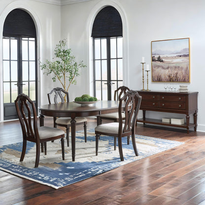 Signature Design by Ashley Lavinton Classic 4-Drawer Dining Server with Open Shelf, Dark Brown