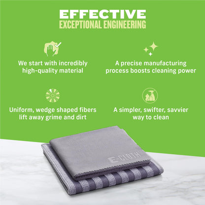 E-Cloth Stainless Steel Microfiber Cleaning Cloth Kit - Stainless Steel Cleaner for Appliances, Oven, Stove, & More - Microfiber Towels for Cars - Reusable Cloths for Cleaning