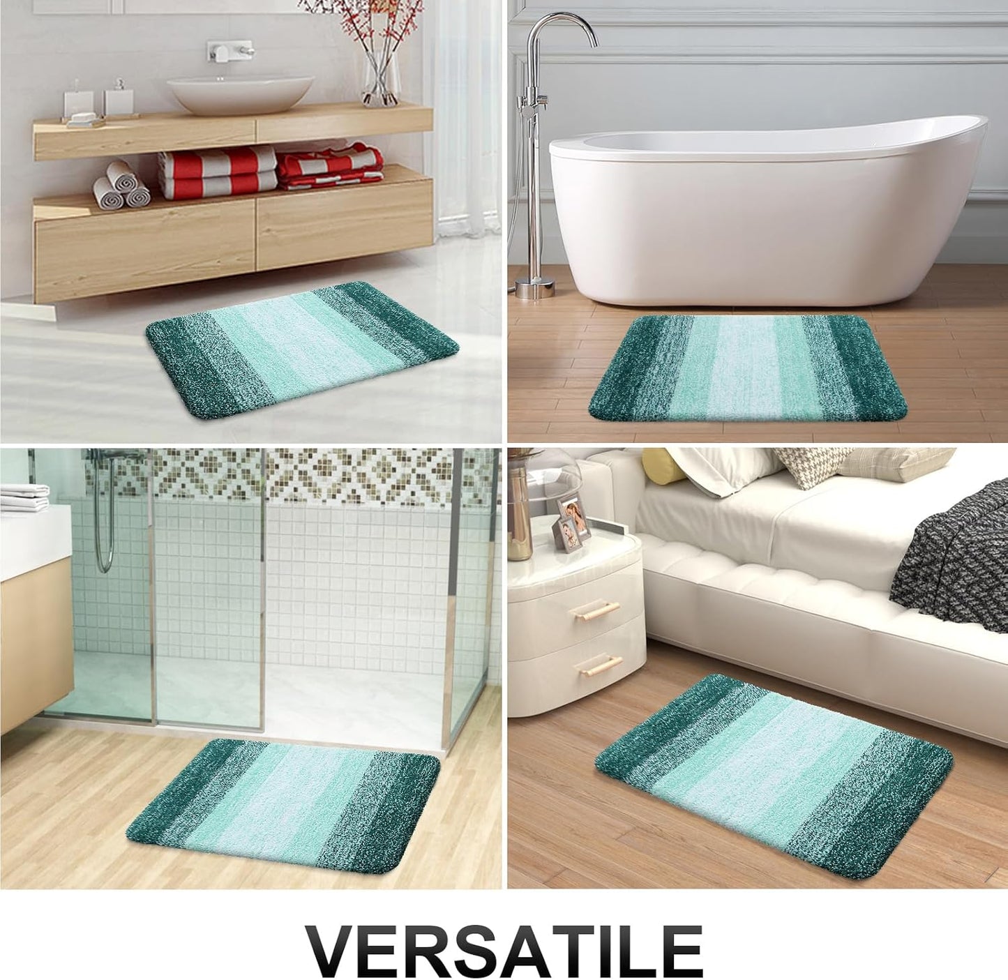 OLANLY Luxury Toilet Rugs - Extra Soft Microfiber U-Shaped Bath Mat 24x20 | Non-Slip & Machine Washable in Blackish Green