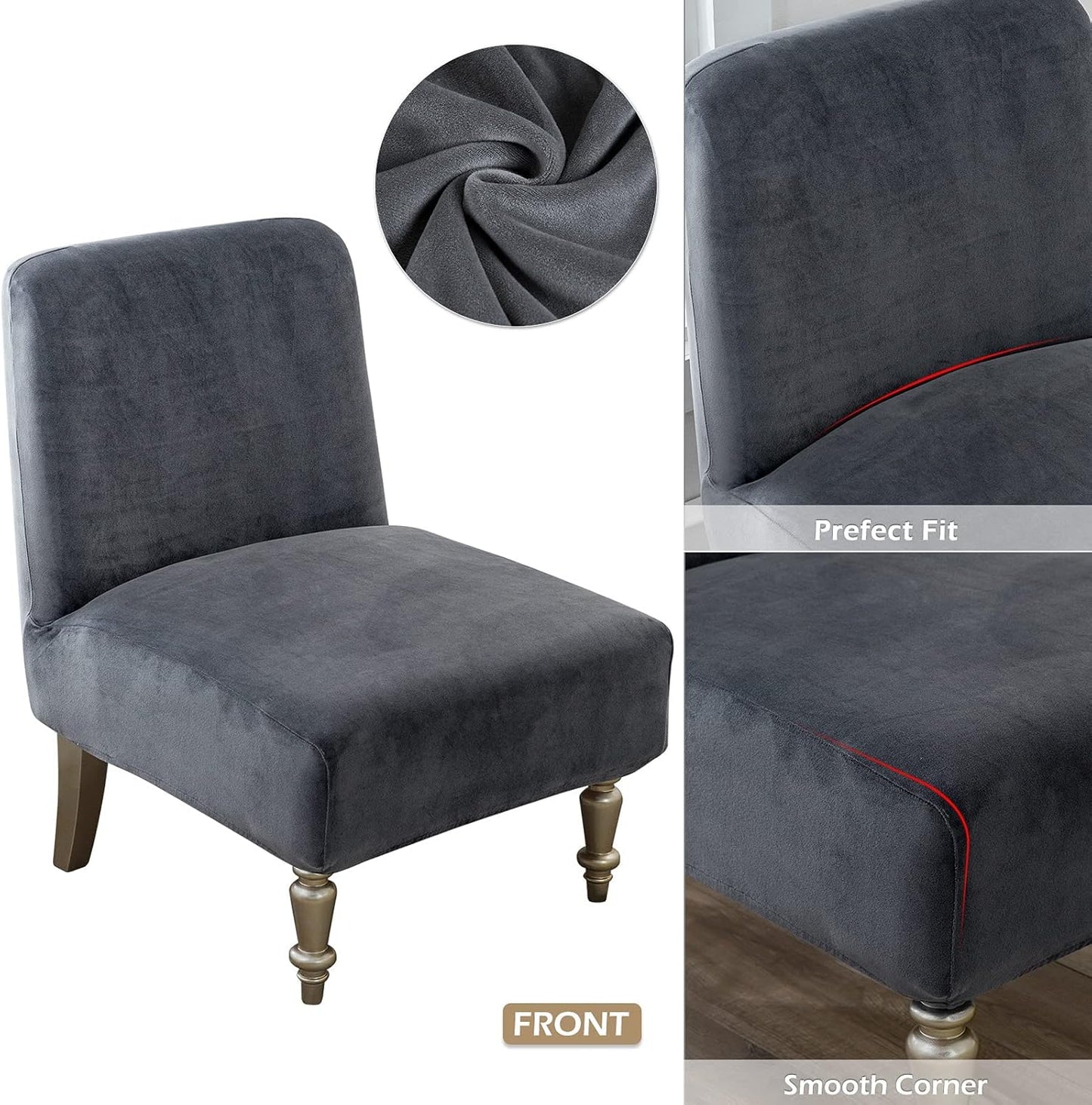 2 Armless Armless Leorate Pcs Velvet Chair Slipcover, High Stretch Slipper Chair Cover, Removable & Washable Accent
