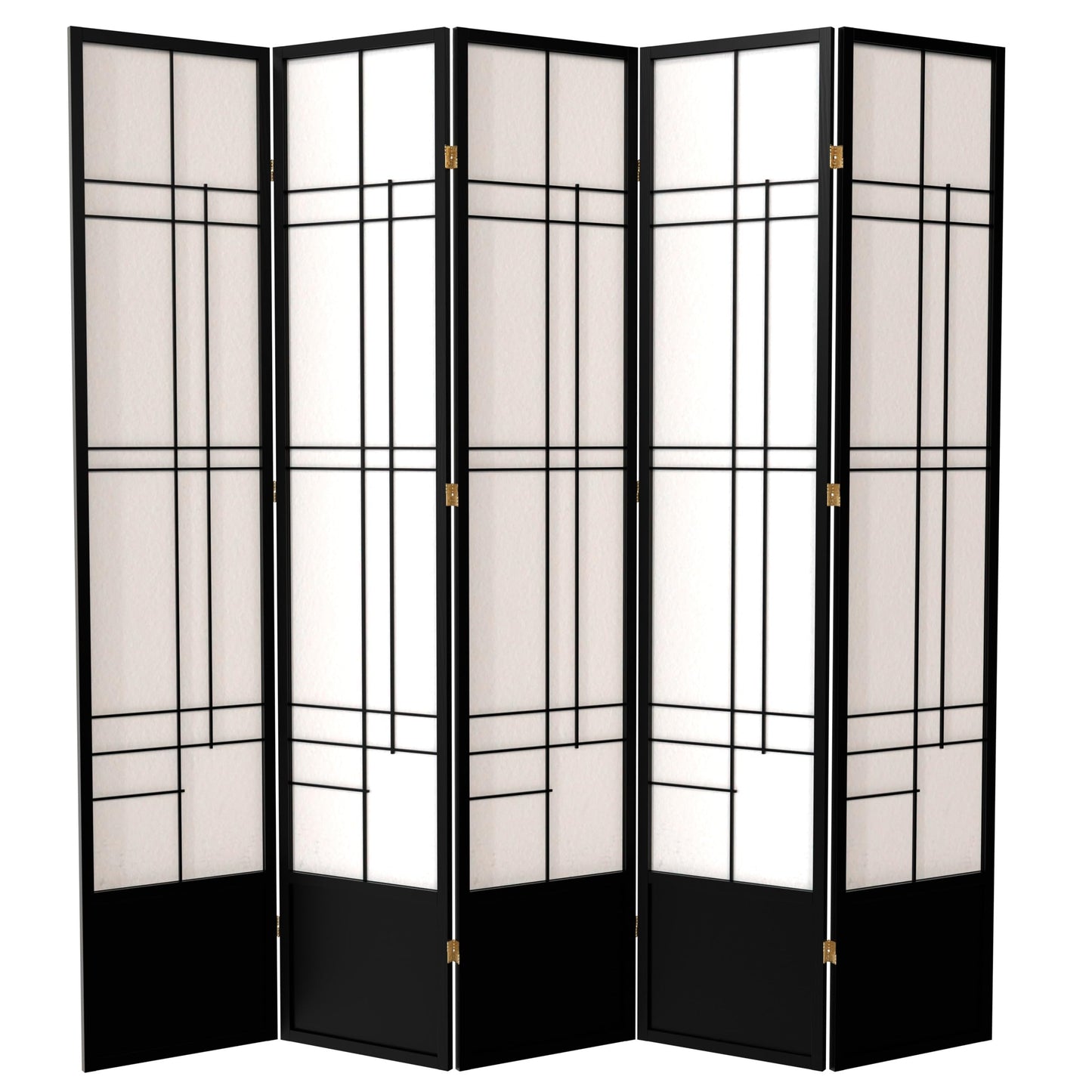 Red Lantern 7 ft. Tall Eudes Shoji Screen - Black - 5 Panels