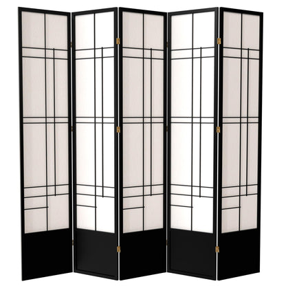 Red Lantern 7 ft. Tall Eudes Shoji Screen - Black - 5 Panels