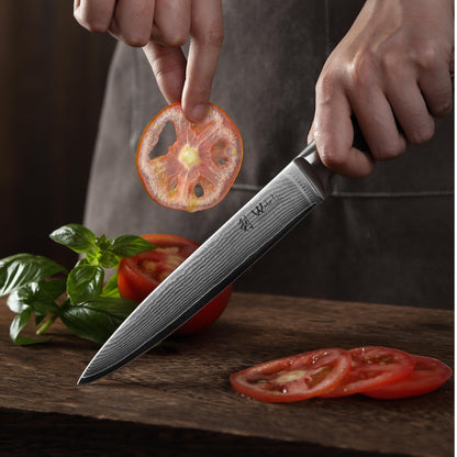 Wakoli EDIB 5-Piece Damascus Knife Set, Professional Kitchen Knives made of 67-Layer Damascus Steel with VG10 Core Blades, Ergonomic Pakkawood Handles, In Wooden Gift Box