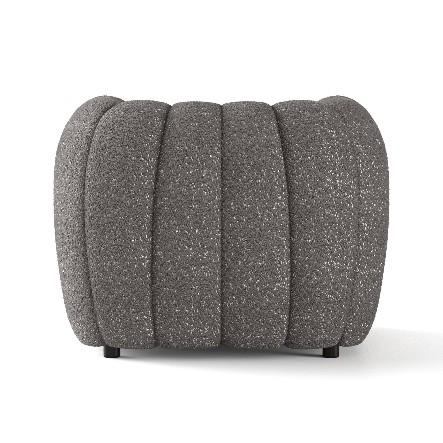 Furniture of America Glamour Contemporary Vertical Channel Tufted Boucle Accent Chair with Wooden Legs, Fabric Upholstered Armchair for Living Room, Bedroom, Office, Charcoal Gray