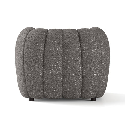 Furniture of America Glamour Contemporary Vertical Channel Tufted Boucle Accent Chair with Wooden Legs, Fabric Upholstered Armchair for Living Room, Bedroom, Office, Charcoal Gray