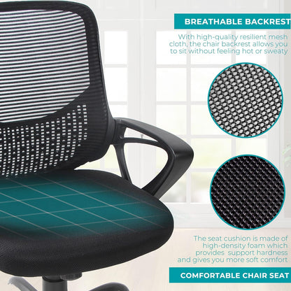 Ergonomic Office Chair, Mid Back Mesh Desk Chair with Lumbar Support, Rolling Swivel Computer Chair