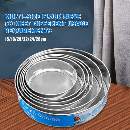 6 Pieces Stainless Steel Flour Sifter, Round Flour Sifter 40 Mesh, Premium Rustproof Flour Sieve Fine Mesh for Baking Cake Bread Pies Pastries Cupcakes（Different sizes）