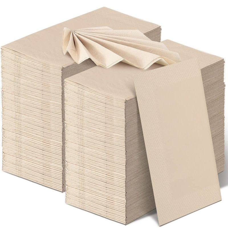 WILLBOND 800 Count Disposable Paper Napkins Bulk Bamboo Paper Towels Disposable Hand Towels for Bathroom Eco Unbleached Brown Dinner Napkins