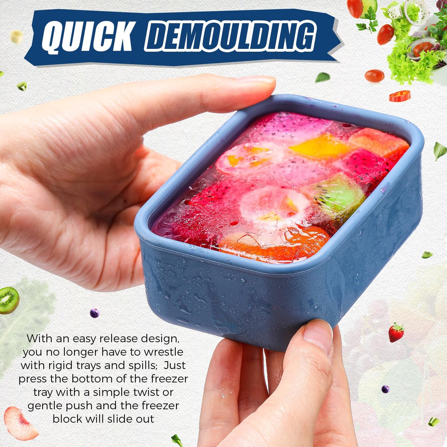 Nuogo 8 Pcs 1 Cup Silicone Freezer Containers with Lid Soup Freezer Molds Silicone Soup Containers Rectangle Trays Reusable Food Preserving Tray Ice Trays for Soups Sauces Stews(Dark Blue)