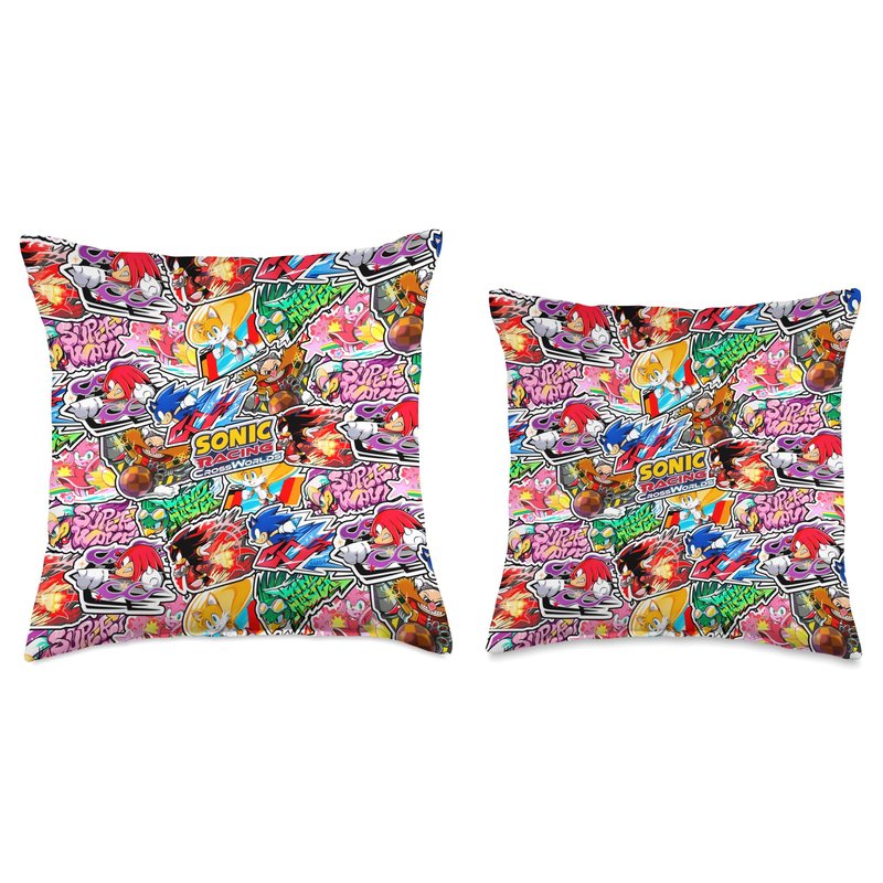 Sonic Racing CrossWorlds - Decals Throw Pillow