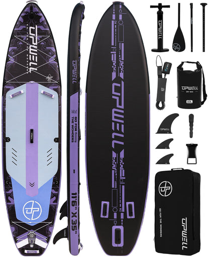 UPWELL 11'6"×35" Extra Wide Inflatable Paddle Board, Stand Up Paddle Board, Sup Paddle Boards for Adults, Mech Purple