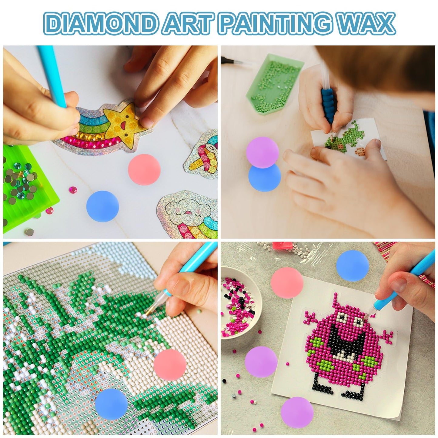 PATIKIL 15PCS Diamond Art Painting Glue Clay Wax 5D DIY Diamond Art Refills Glue with Storage Box for Diamond Art Embroidery Mud Supplies Accessories Painting Tool (23mm/0.9", Purple)