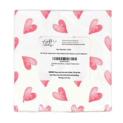 Gift Boutique Watercolor Heart Lunch Napkins, 50 Count 3-Ply Paper Napkins for Valentine’s Day Parties, Showers, Weddings & Events