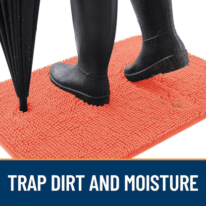 OLANLY Dog Door Mat - Absorbent Non-Slip Mud Mat for Indoor Use | 24x16 Coral, Quick Dry Chenille