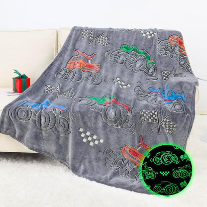 2-6, 40"x50" OHOIT Truck Blanket for Boys, Construction Excavator Tractor Toddler Blanket, Kids Gifts for Boys, Glow