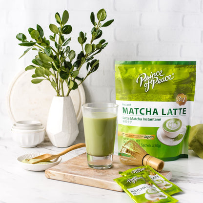 Prince of Peace 3 in 1 Matcha Latte Instant Beverage, 24 Sachets – Made with Matcha Powder from Japan - Instant Hot or Cold Beverage – Easy to Brew – Rich and Creamy Taste – Just Add Water