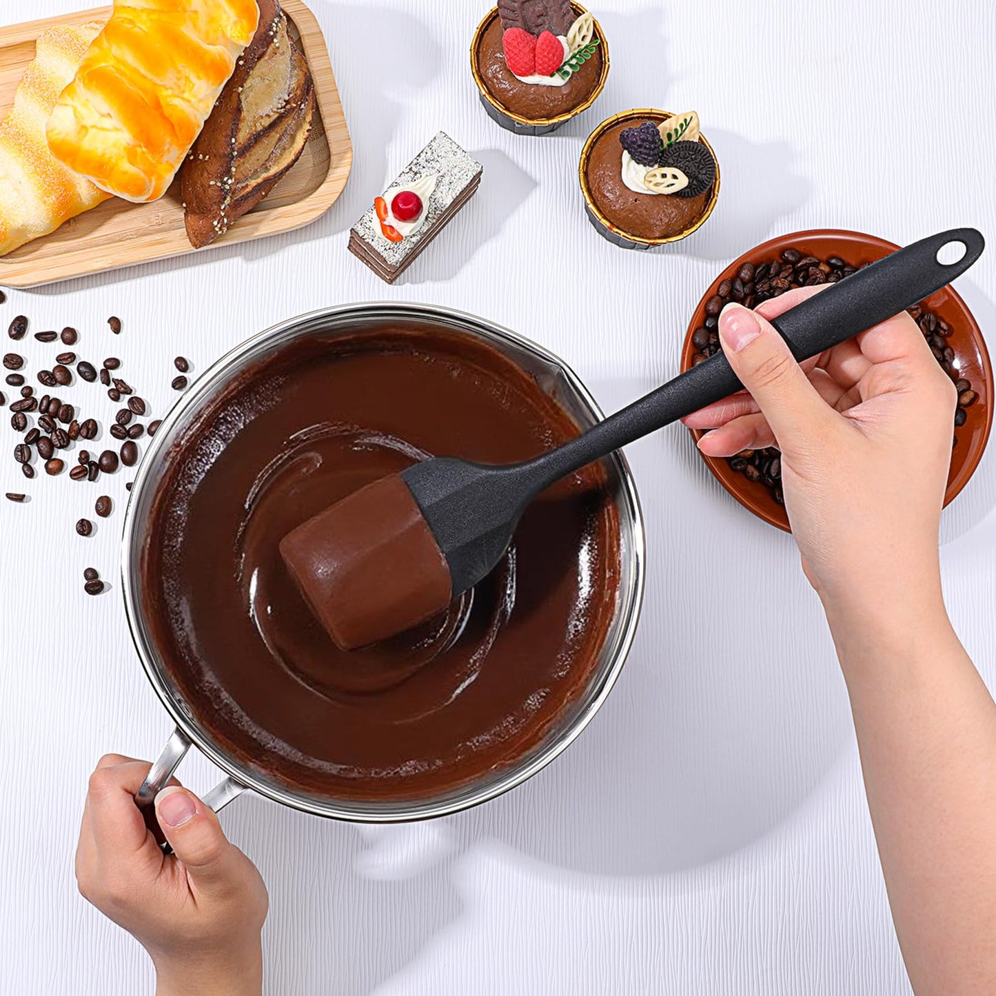 Double Boiler Pot Set, Include 2500ml/2.3QT Mixing Bowl and 4000ml/3.63qt Stainless Steel Pot, Silicone Spatula, For Candy, Soap Wax Candle Making Supplies, Induction Safe