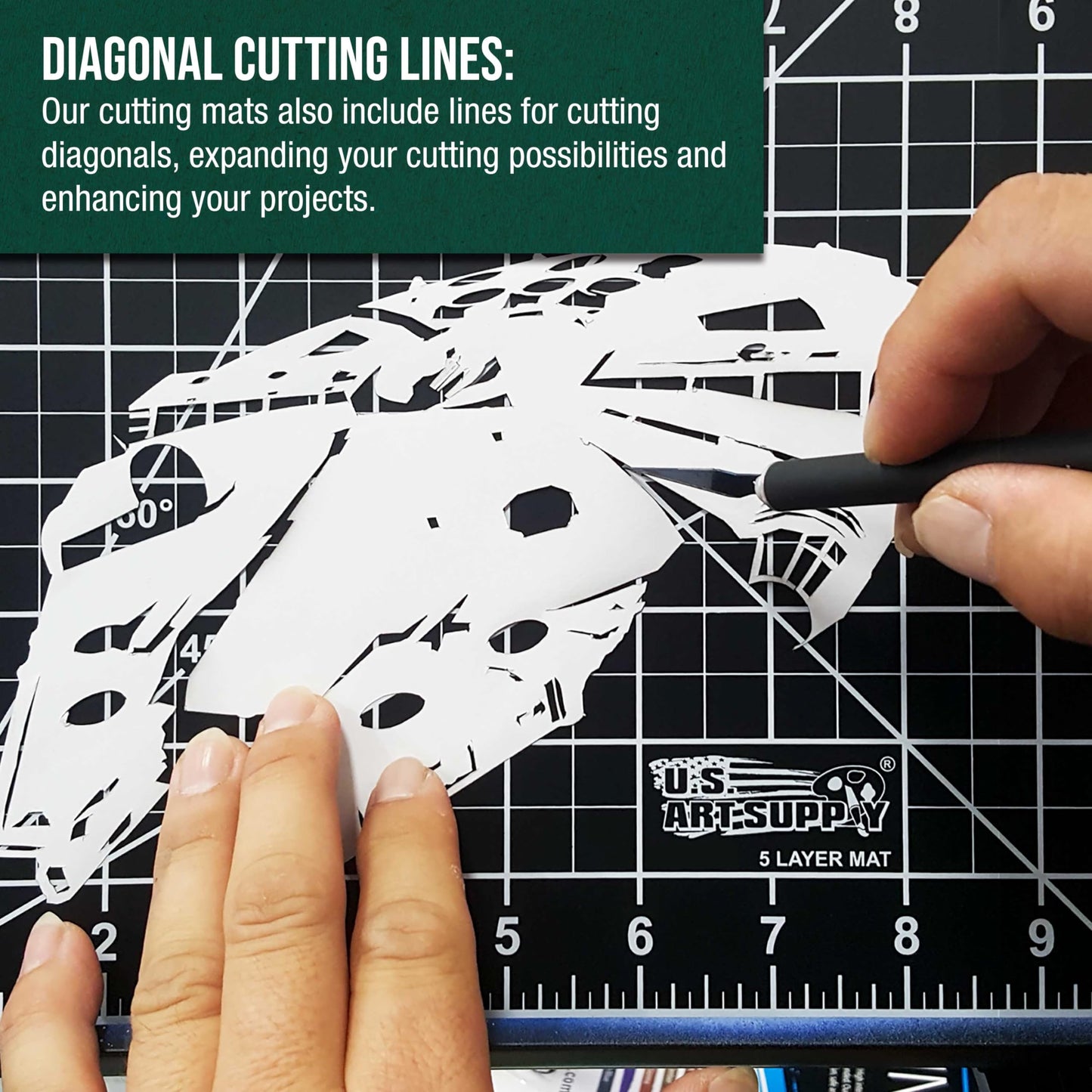 U.S. Art Supply 18" x 24" Self-Healing Cutting Mat 5-Ply - Double-Sided Green/Black Craft Mat, Non-Slip Cutting Mats for Crafts, Sewing, Quilting, Scrapbooking