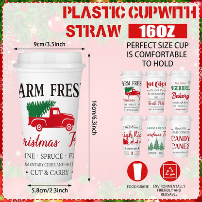 16 oz Winter(12 Cocoa,2.33.56.3 Inches) Tioncy Hot Chocolate Bar Supplies Christmas Reusable Coffee Cups Gift with Lids